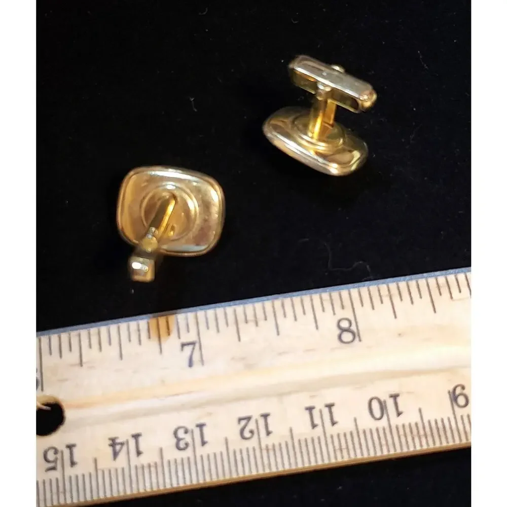 Blue Cuff‎ Links Faux Star Sapphire Vintage Gift for Him Cufflinks Gold-tone cl-
